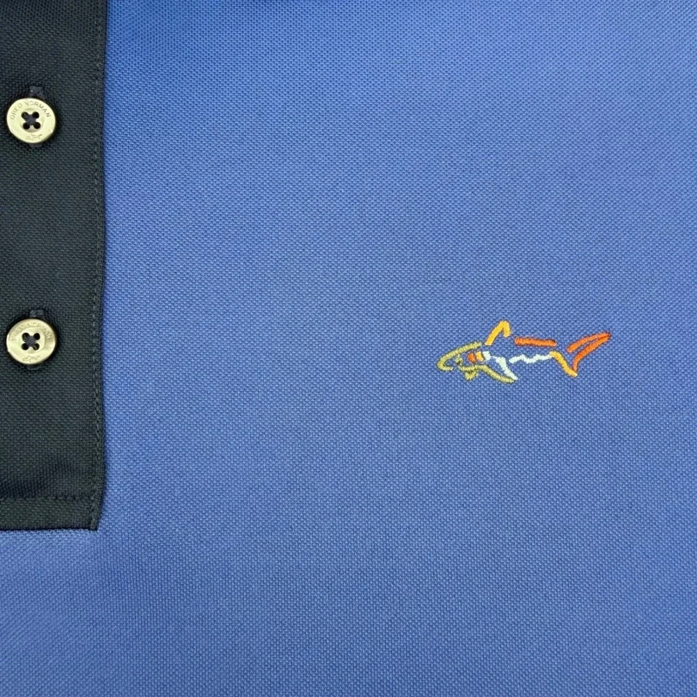 Greg Norman Tasso Elba Polo Mens XL Blue Colorblock Play Dry Short Sleeve Shirt